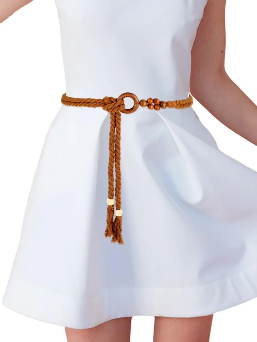 TIESOME Women's Tassel Braided Waist Belt, Skinny Woven Belt for Dress Waist Bel